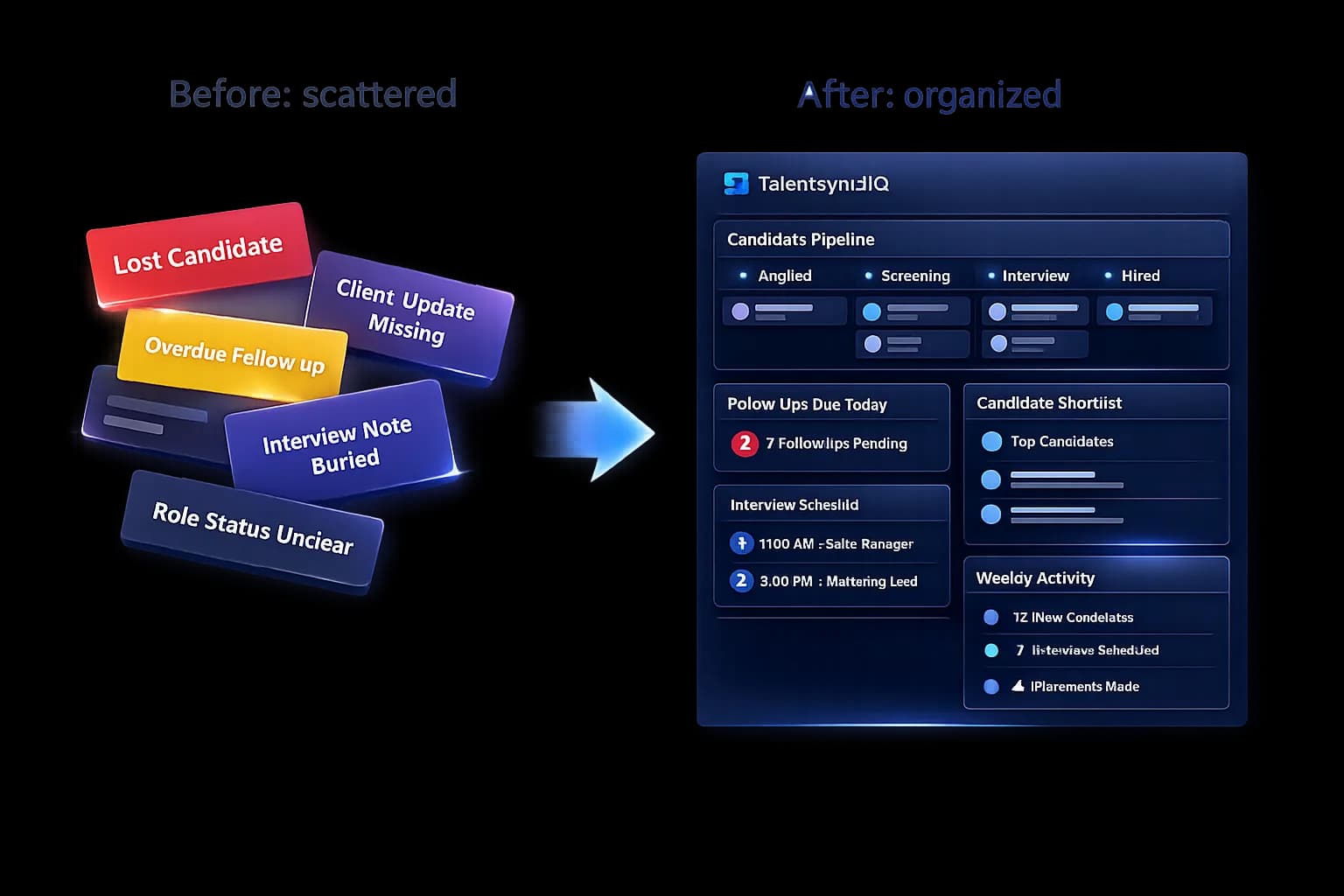 Recruiting workflow disorganization illustration